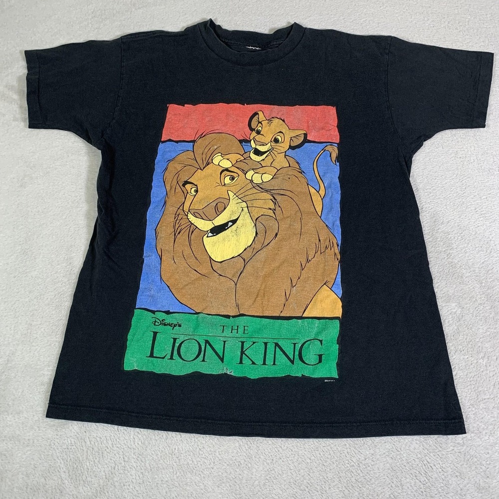 Vintage Disney The Lion King Shirt Mens Medium Black Simba Mufasa Tee 90s